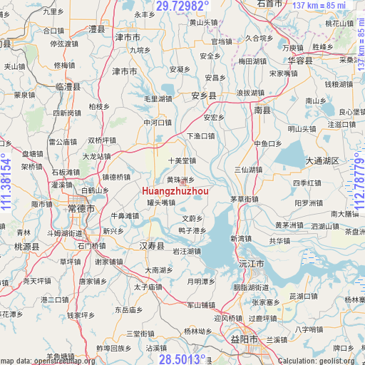 Huangzhuzhou on map