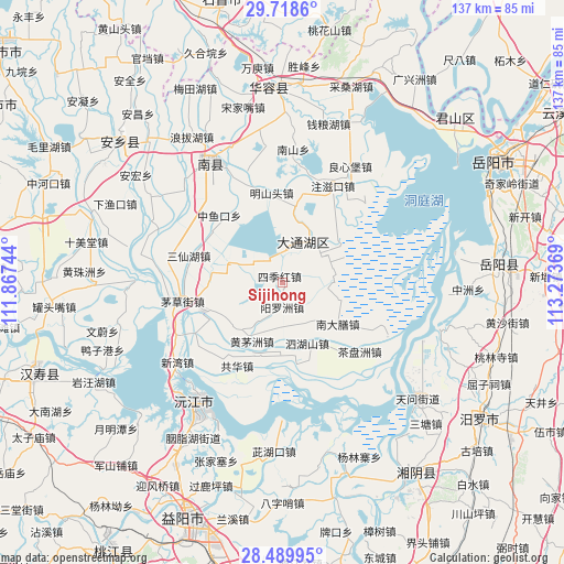 Sijihong on map