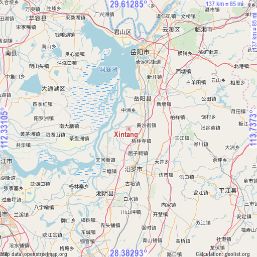 Xintang on map