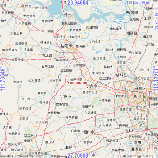 Yuejiaqiao on map