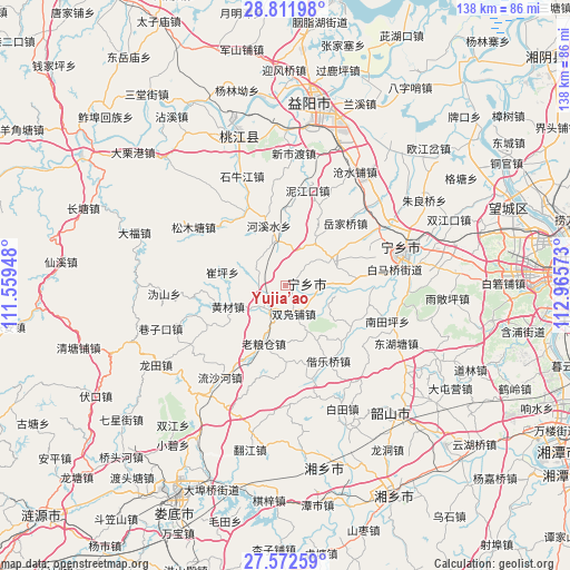 Yujia’ao on map