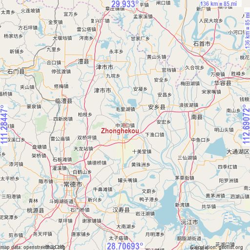 Zhonghekou on map