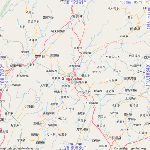 Shigaoshan on map