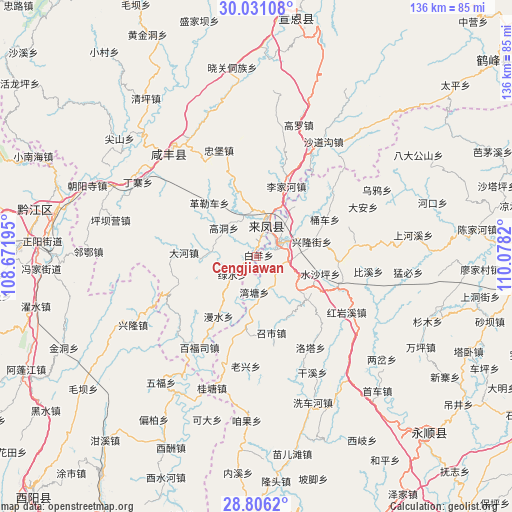 Cengjiawan on map