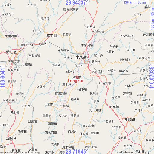 Longzui on map