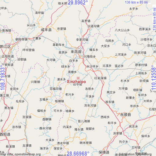 Xinzhaipo on map