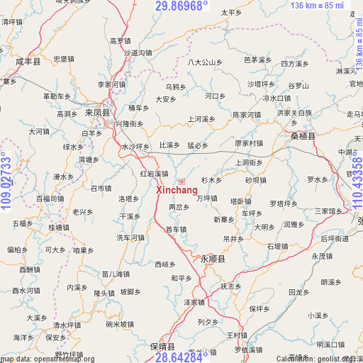 Xinchang on map