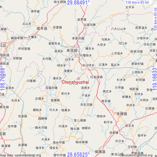 Chenzhouzhai on map