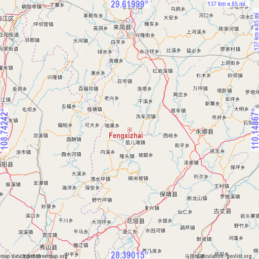 Fengxizhai on map