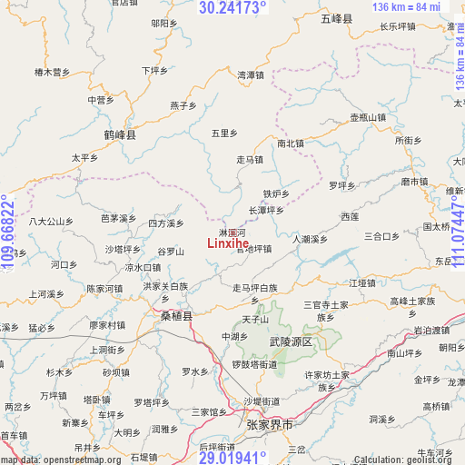 Linxihe on map