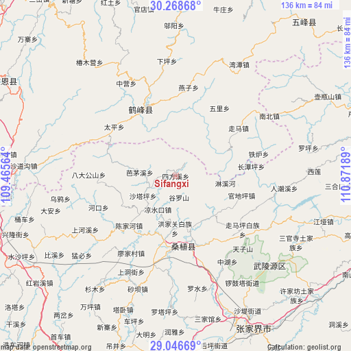 Sifangxi on map