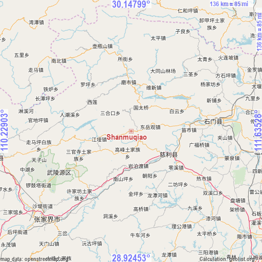 Shanmuqiao on map