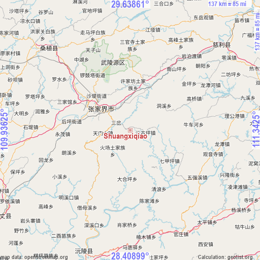 Shuangxiqiao on map