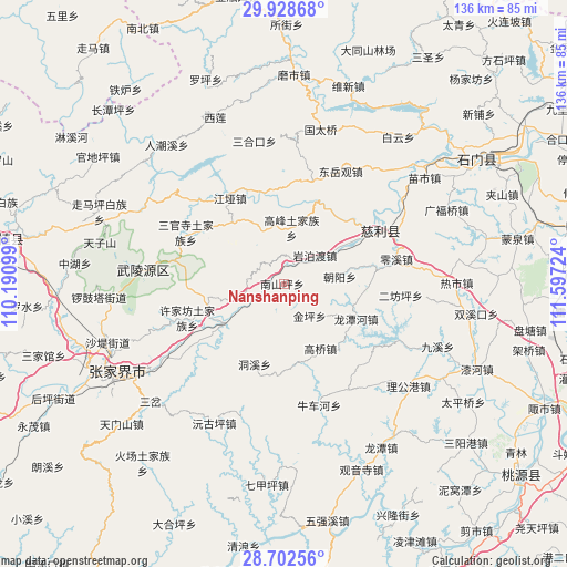 Nanshanping on map