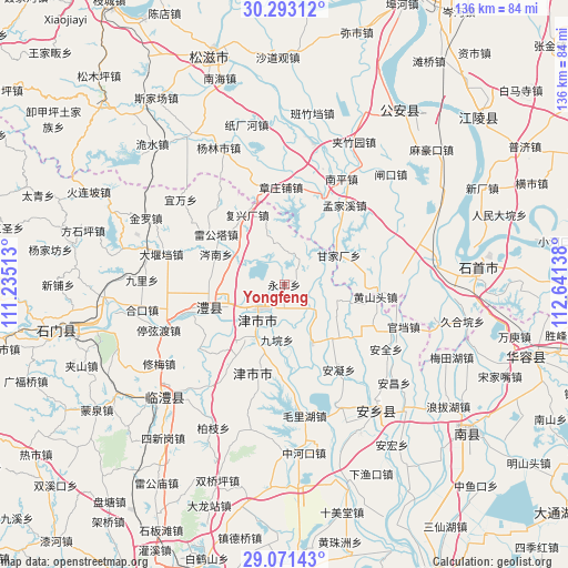 Yongfeng on map