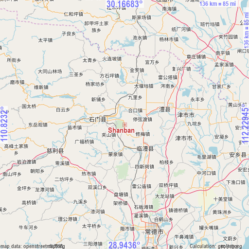 Shanban on map