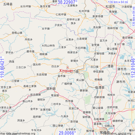 Xinguan on map