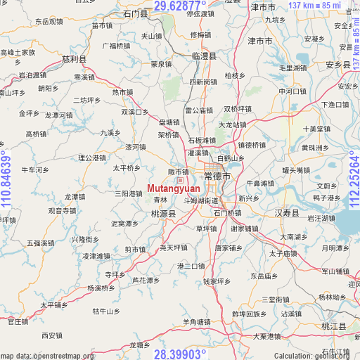 Mutangyuan on map