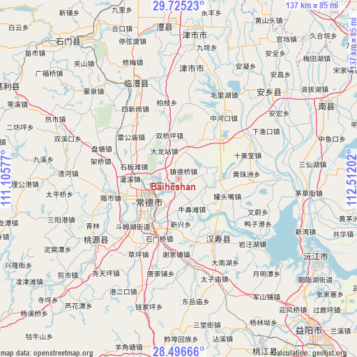 Baiheshan on map