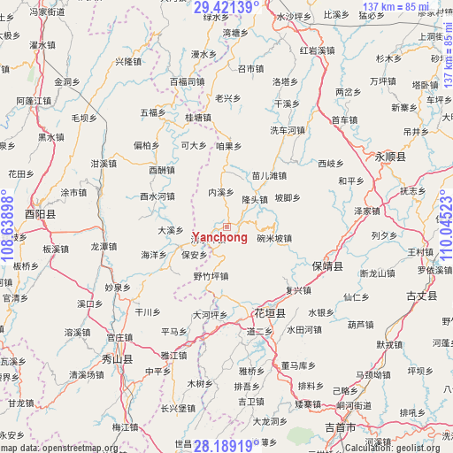 Yanchong on map