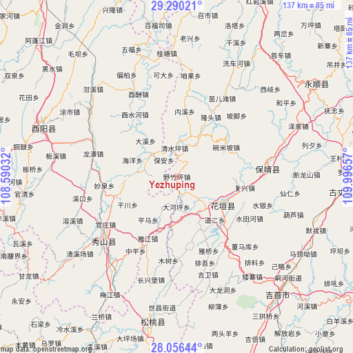 Yezhuping on map