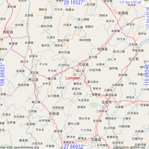 Longtan on map