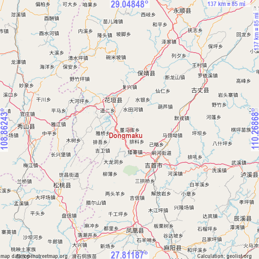 Dongmaku on map