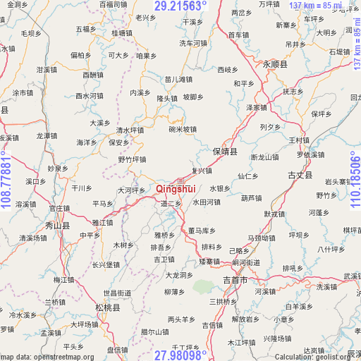 Qingshui on map