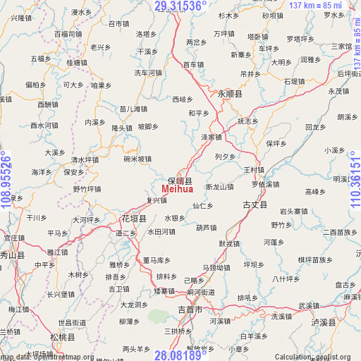 Meihua on map