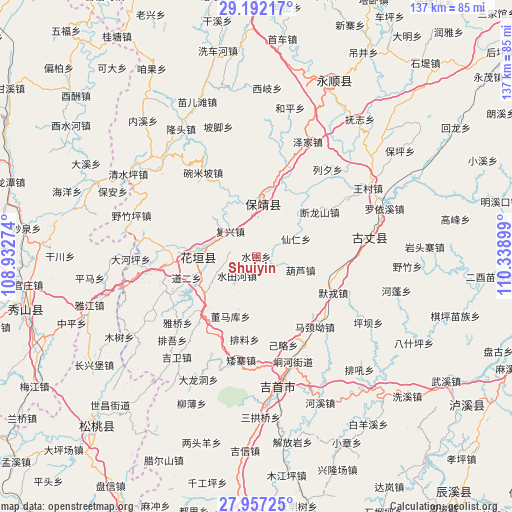 Shuiyin on map