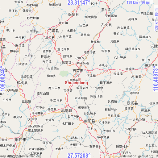 Shuangtang on map