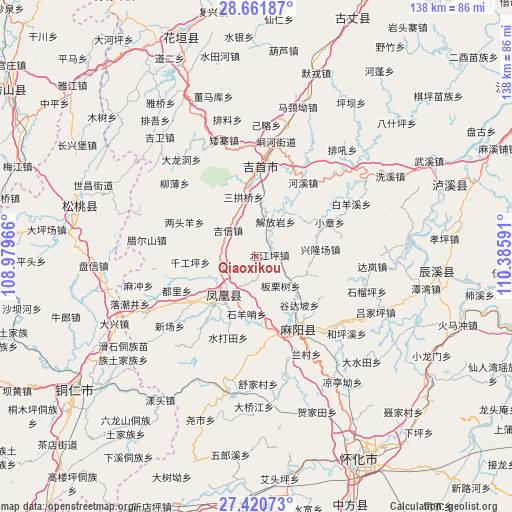 Qiaoxikou on map