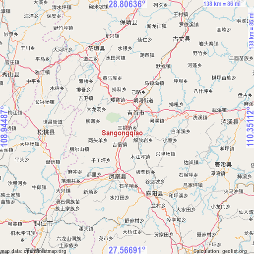 Sangongqiao on map