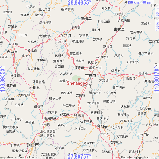 Shetangpo on map