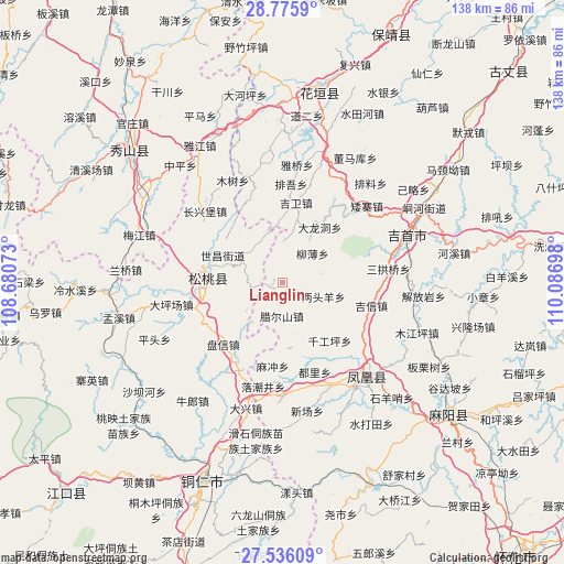 Lianglin on map