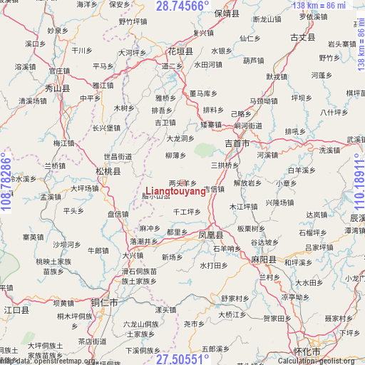 Liangtouyang on map