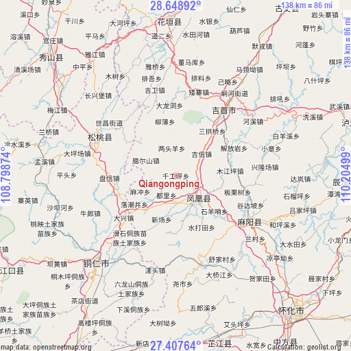 Qiangongping on map