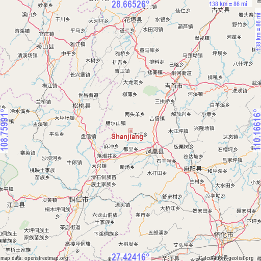 Shanjiang on map