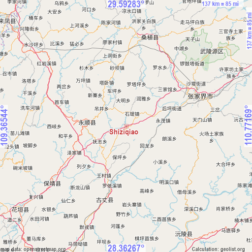 Shiziqiao on map