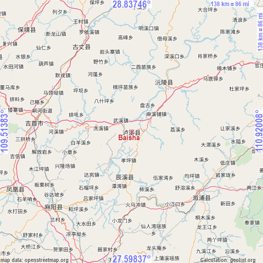 Baisha on map