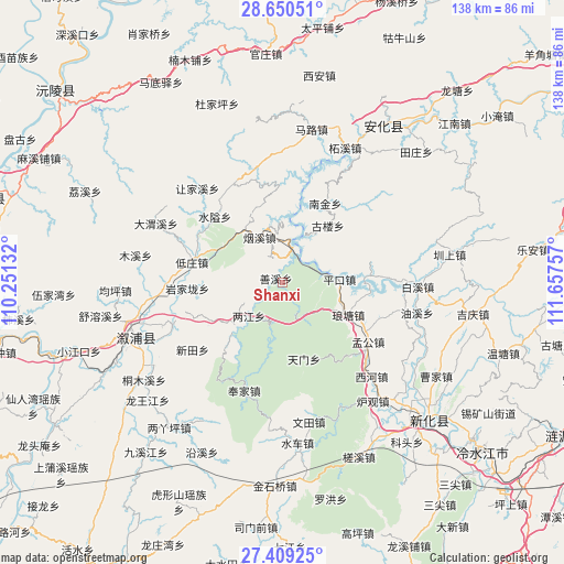 Shanxi on map