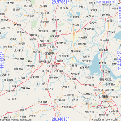 Xinxing on map