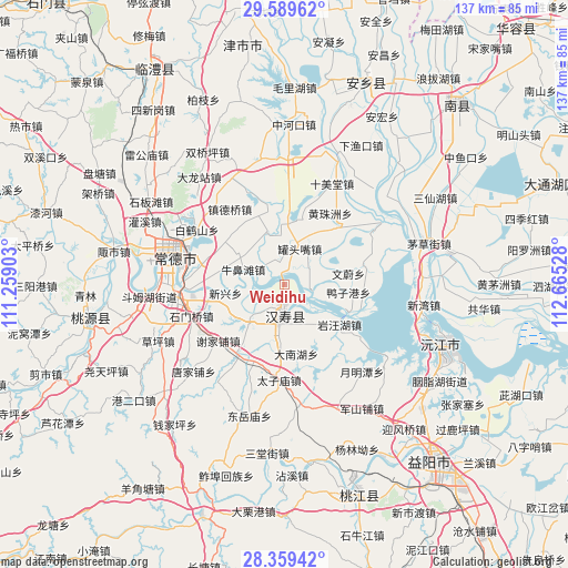 Weidihu on map