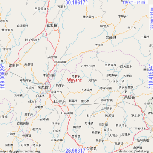 Wuyahe on map