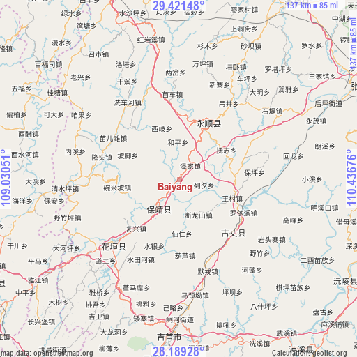 Baiyang on map