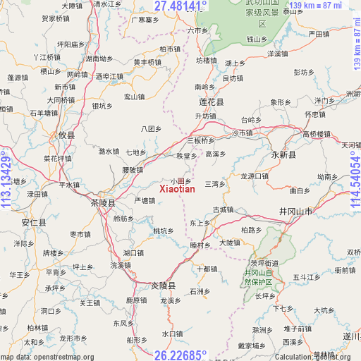 Xiaotian on map