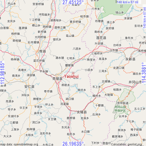 Yaoshui on map