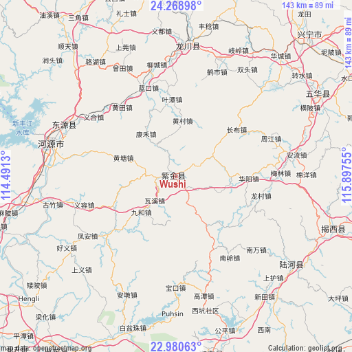 Wushi on map