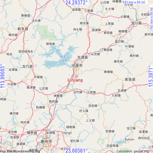 Linjiang on map