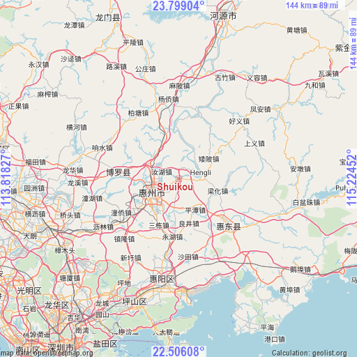 Shuikou on map